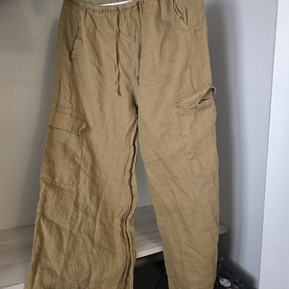 Neuflora Women's Tan Cargo/wide Leg Pants